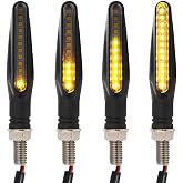 Kardne 4 Pcs Motorcycle LED Turn Signals, Front + Rear Blinkers Indicator Turn Signal Amber Flowing Sequential Universal Lamp, 12V Motorcycle Turn Signal Light