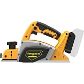 Electric Hand Planer Compatible with Dewalt 20V Battery 3-1/4" Wid 2mm Dep | Cordless Brushless Motor 30000CPM V-Groove Guide Safety Lock Aligned Base Plate Carpentry Home DIY Woodworking(No Battery)