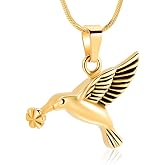 Hummingbird Cremation Urn Necklace for Ashes Stainless Steel Memorial Cremation Jewelry Ashes Holder for Loved One Funeral Souvenirs
