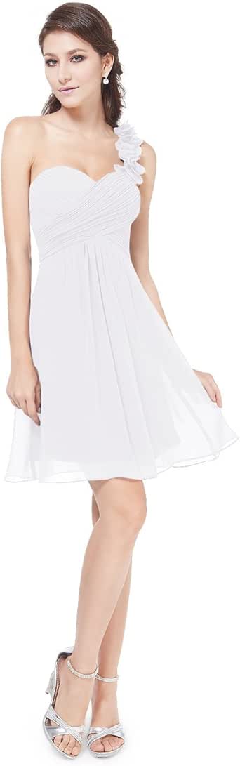 Amazon.com: Ever-Pretty Women's One Shoulder Flowers Padded Ruffles Short Bridesmaid Dress 