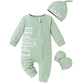 FoWear Baby Boy Clothes Letter Print One Piece Romper Baby Coming Home Outfits with Hat Newborn Boy Outfits