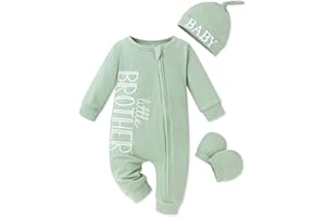 FoWear Baby Boy Clothes Letter Print One Piece Romper Baby Coming Home Outfits with Hat Newborn Boy Outfits