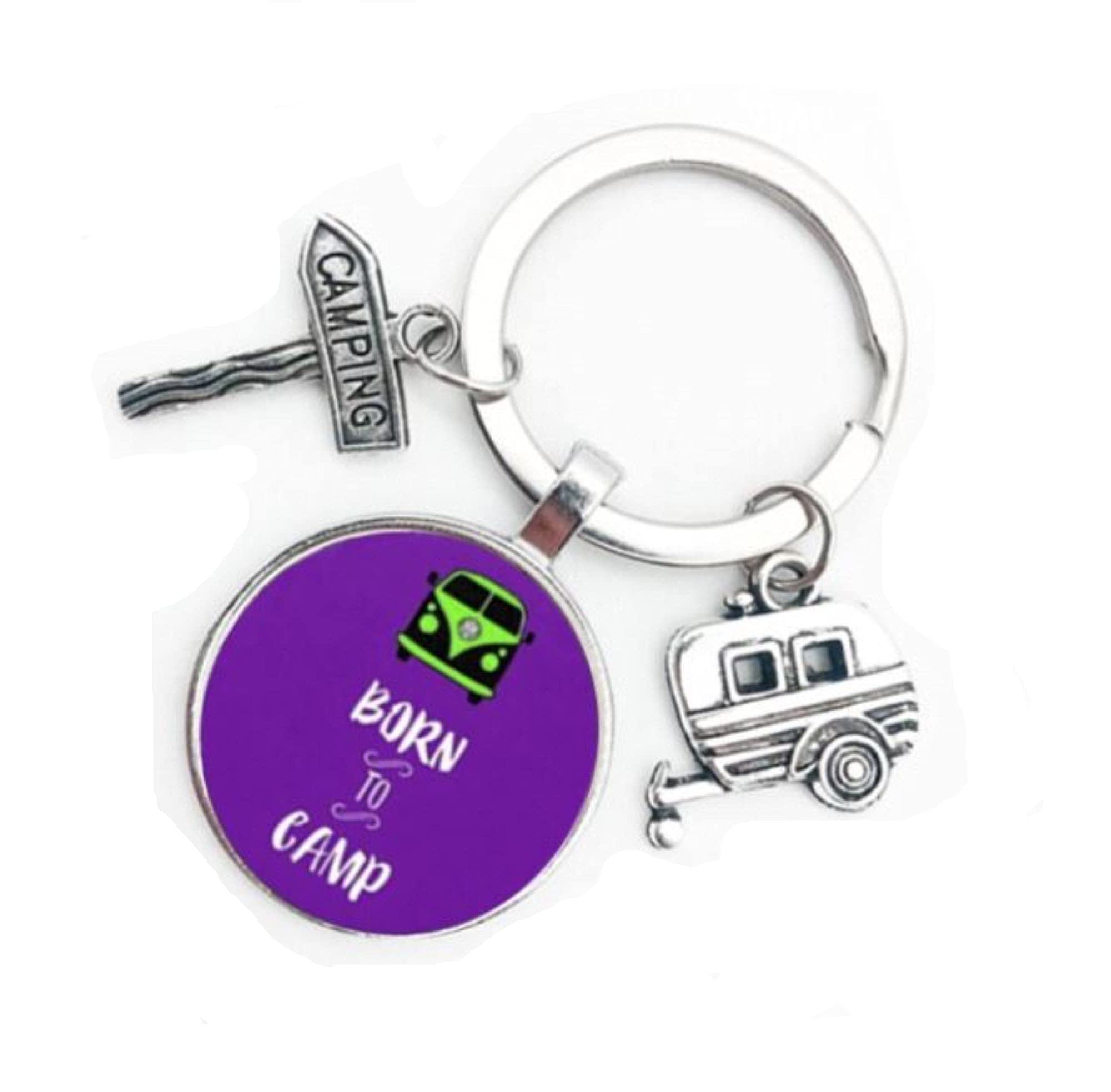 CrownOfRibbons Born to Camp, Camping Gift Keyring, Motorhome, Caravan, Car, House, Keychain