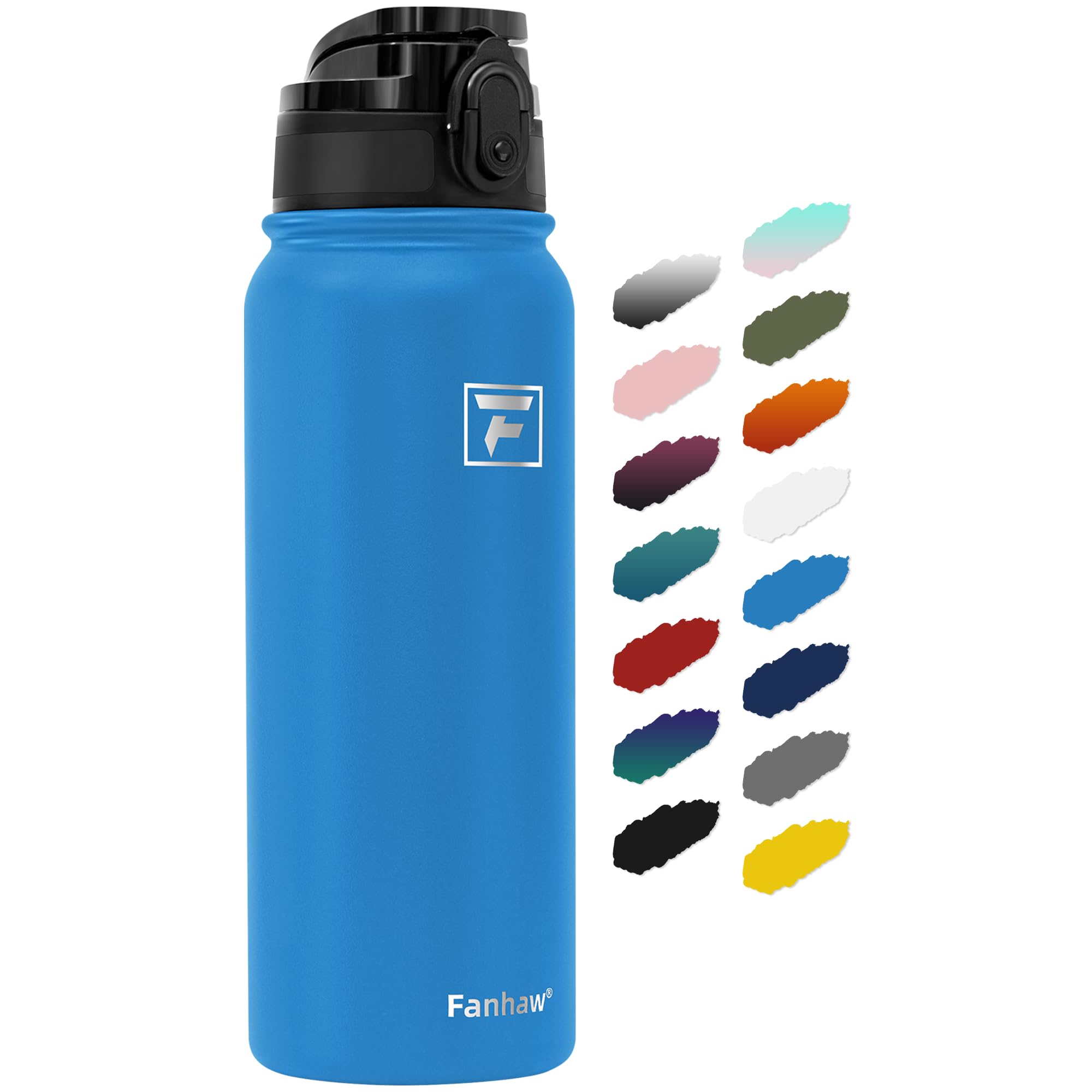 Fanhaw 600 ml Insulated Stainless Steel Water Bottle with 1 Lid (Chug Lid) - For Kids, Women, Men | Leak & Sweat Proof with Anti-Dust Lid (Sky Blue)