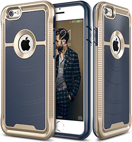 E LV iPhone 6S Case Cover Slim Armor Defender for iPhone 6S / iPhone 6 - [DARK BLUE/LIGHT GOLD]