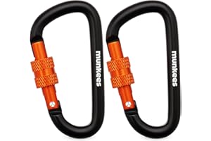 munkees Small Carabiner Clip Keychain 2 Pack, Mini Caribeener 2 inch to 3" for Keys Aluminum Alloy Biner Lightweights for Bottle Buckle, Backpack Hook