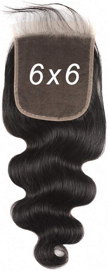BLISSHAIR 6x6 Lace Closure 100% Unprocessed Human Hair Brazilian Virgin Hair With Baby Hair Free Part Natural Color (8inch, Body Wave)