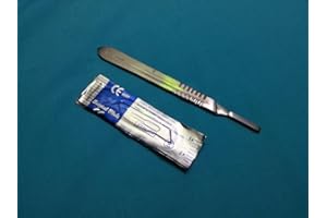 HIGH TECH INSTRUMENTS 1 STAINLESS STEEL SCALPEL KNIFE HANDLE #4 WITH 20 STERILE SURGICAL SCALPEL BLADES #20 & #21 (HTI BRAND)