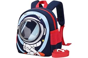 MUSEVOS Toddler Backpack, Neoprene Preschool Space Backpack for Kids 1~4 Years Baby Back Pack with Anti-lost Safety Leash for Daycare Outdoor