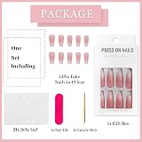 Ceboic 24Pcs French Short Square Press On Nails Pink Gradient with Glue-On view 5