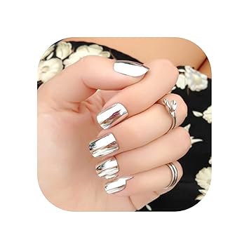 Amazon Com Black Rounded Short Fake Nails With Glue Sticker