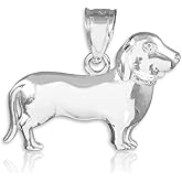 Claddagh Gold Polished 925 Sterling Silver Weiner Dog Charm Dachshund Pendant