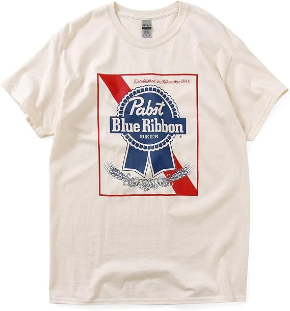 Amazon Pabst Blue Ribbon パブストブルーリボン Pabst Blue Ribbon Logo Tee 半袖 Tシャツ Natural ナチュラル Tシャツ カットソー 通販