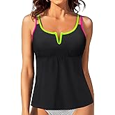 Womens Tankini Tops Only - Modest Swimsuit V-Wired Swim Top Swimwear Tummy Control Bathing Suit No Bottom 2025