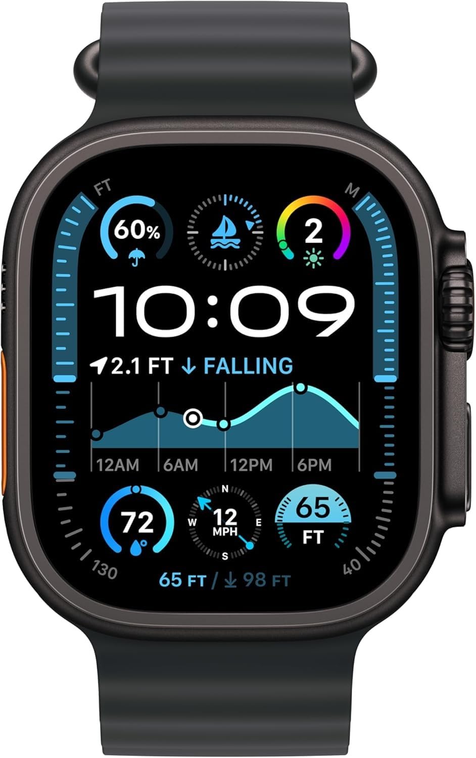 Apple Watch Ultra 2 (GPS + Cellular, 49MM) - Black Titanium Case with Black Ocean Band (Renewed)