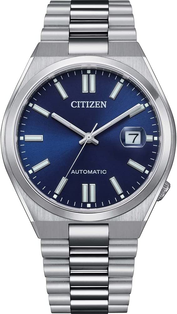 Citizen Automatik Herren Armbanduhr aus Edelstahl in der Farbe Silber-Blau 40mm, Wasserdichtigkeit: 5Bar, NJ0150-81L