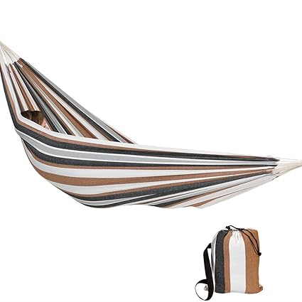Sunnydaze Extra Large Brazilian Double Hammock with Carry Bag for Indoor Or Outdoor Use, Weight Capacity: 450 pounds, Calming Desert