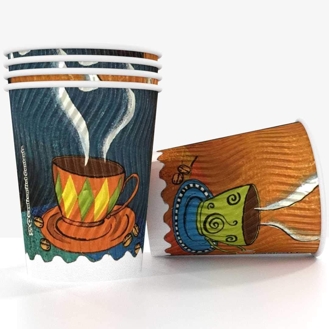 PARICOTT Hot & Cold Beverage Ripple Paper Cups , 200ml , 7Oz ( Multicolour Pack of 50 Pieces)