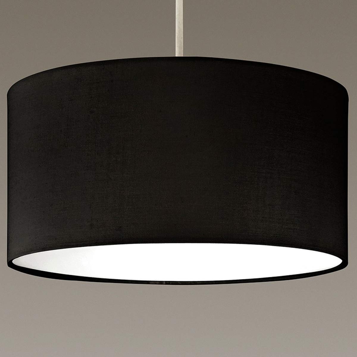 CGC Lighting Modern Fabric Lamp Shade Solid Opal White Bottom Diffuser Drum Pendant Table Lamp Bedroom Dining Room Lounge (Black)