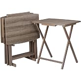 Sthnetty Foldable 5pcs XL Oversized TV Tray Tables Set (4 Trays,1 Stand), Trays for Eating of 4 with Stand, Folding Snack Dinner Table Grey