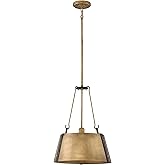 Hinkley Cartwright Medium One Light Drum Pendant, Adjustable Height, Bold Rivets, Rustic Brass with Oil Rubbed Bronze Accents