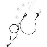 commountain Earpiece with PTT/Mic Compatible for Kenwood Baofeng SAMCOM BTECH Retevis Walkie Talkies Radios and BF-F8HP UV-82HP UV-5R UV82 UV82C UV5X3 TK NX, Acoustic Tube Headset, 2 Pin Style