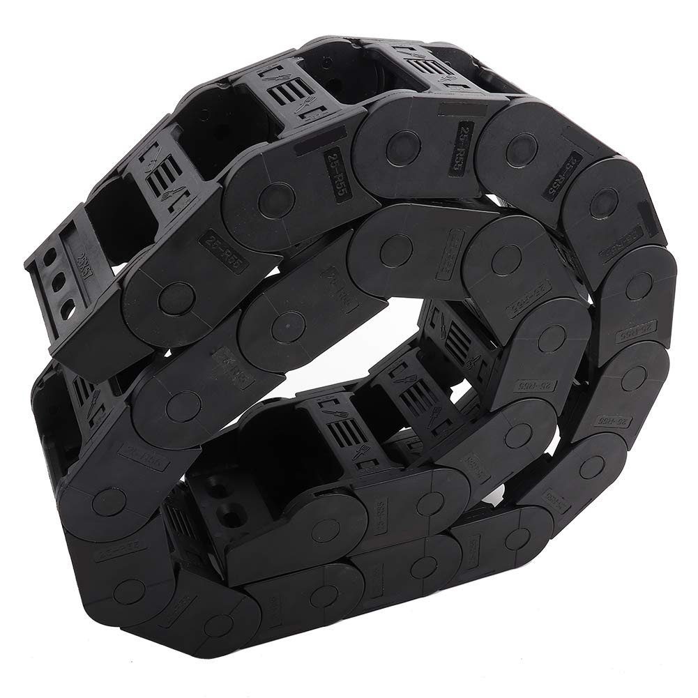 Cable Carrier,25 x 57mm Length 100cm Black Drag Chain Nylon Open Both Side Wire Carrier Drag Chain Engraving Machine Accessory for 3D Printer,CNC Machine Tools,Electronic Equipment Etc(Outside Open)