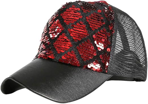 red sequin baseball cap