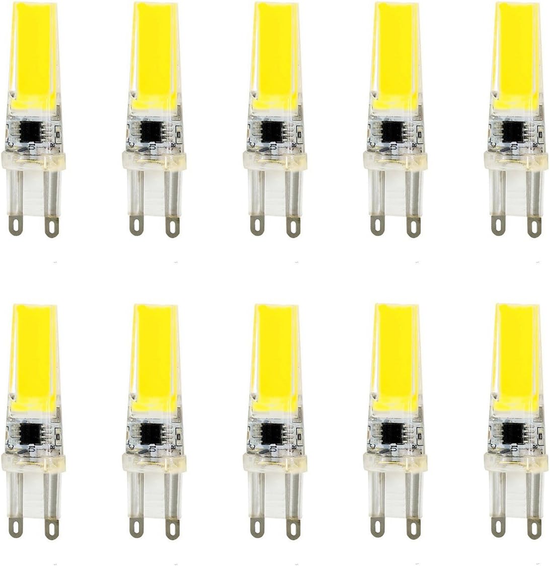 MONHE 10 Pack AC220v G9 Dimmable Halogen Bulbs 5W， 300 Lumen Energy Saving In Cool Clear Bulb,360º Beam Angle,Color Rendering Index: 80 Ra,