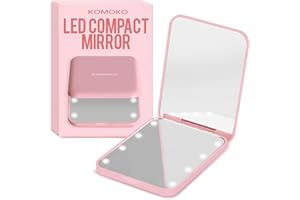 Komoko LED Compact Mirror, Travel Essentials, Vanity Mirror with Lights, 1X/3X Magnifying LED Compact Travel Makeup Mirror - HD Mirror, 180° Foldable, Convenient to Carry, Ideal Makeup Tool