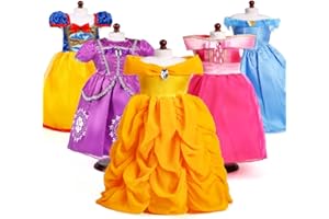 DREAMGIRL WORLD COLLECTIONS 18-Inch Doll Clothes Princess Dress 5 Pc Pincess Dress Set Includes Cinderella, Belle, Snow White, Rapunzel and Aurora Fits 18" Dolls