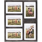 Great Lakes Memories GLM 4x6 or 5x7 Collage Picture Frames for Wall, Holds 5 Photos with Glass & Mat, 5x7 Picture Frame, Picture Frames Collage Wall Decor (Black)