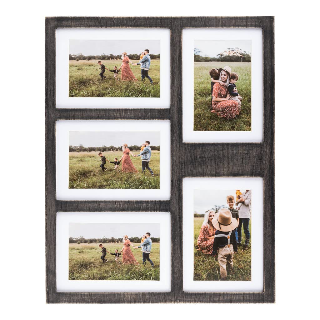 GLM 4x6 or 5x7 Collage Picture Frames for Wall, Holds 5 Photos, 5x7 Picture Frame Collage or 4x6 Picture Frame Collage, Farmhouse Picture Frames Collage Wall Decor (Black)