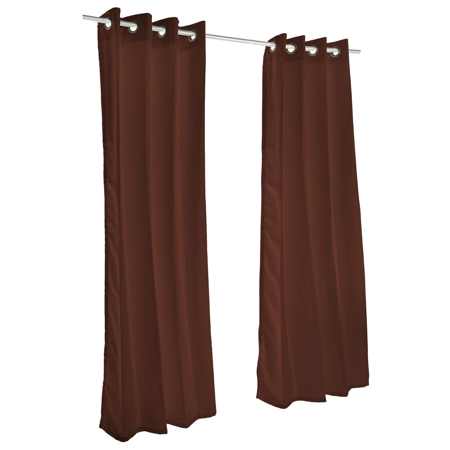 Sunbrella Canvas Brass Outdoor Curtain with Dark Gunmetal Grommets 50 in. Wide x 84 in. Long