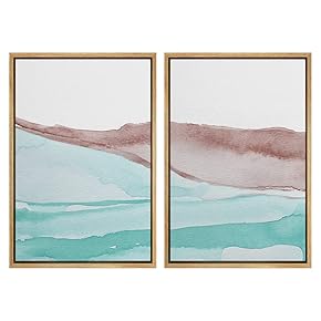 SIGNWIN Framed Wall Art Print Set Blue and...