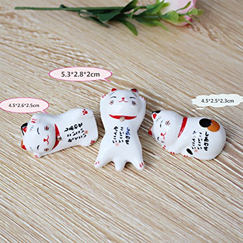image for AUSPA 5pcs Chopsticks Holder, Cute Lucky Cat Chopsticks Rest Dinner Sp