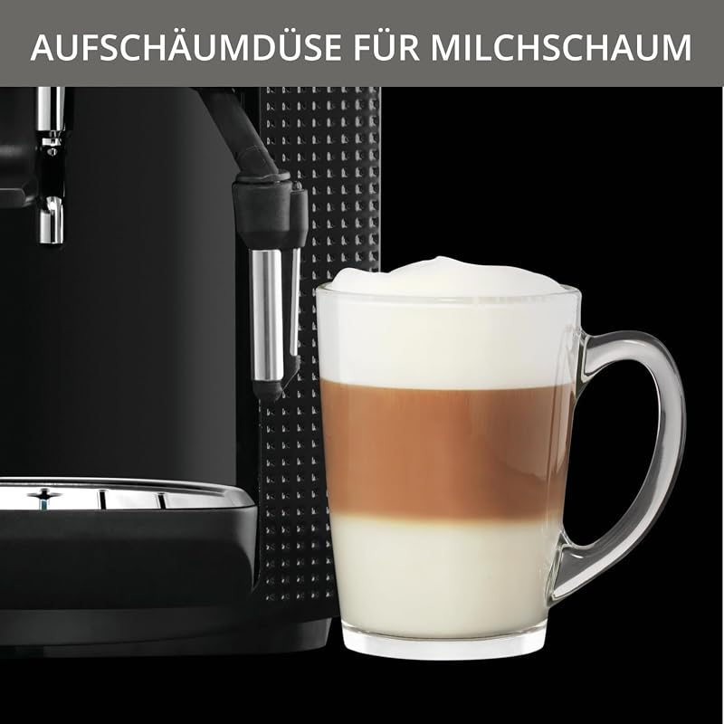 Essential EA810870 Macchina per caffe espresso, Riscaldamento rapido, Beccuccio caffè regolabile, 1450W, Nero