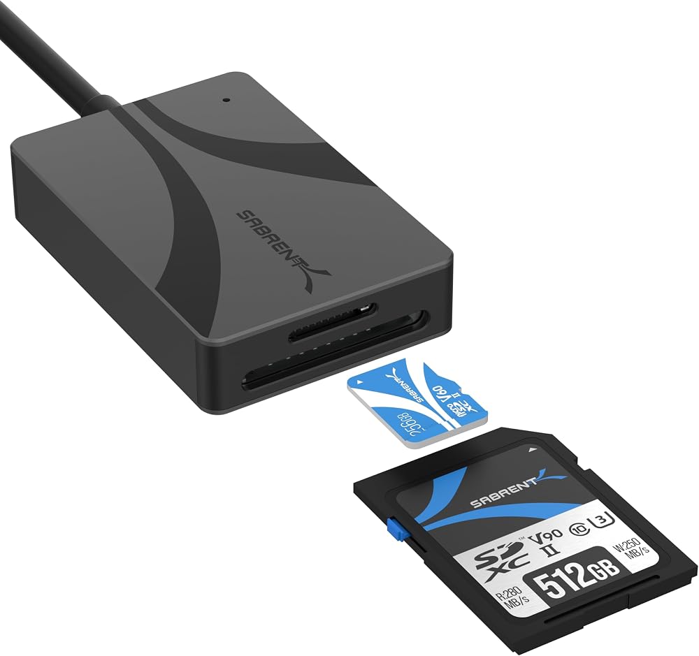 SabreNT UHS-II USB C Card Reader Dual SD/microSD 312MB/s USB 3.2 Gen 1