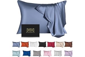 SIYUAN Mulberry Silk Pillowcase for Hair and Skin,Cooling Silk Pillow Case with Hidden Zipper,Allergen Proof Dual Sides Soft Breathable Smooth Silk Pillow Cover for Women (Grayish Blue, Toddler)