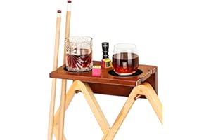 EXTCCT Wall Mounted Cue Holder - Hardwood Billiard Cue Rest and Drink Holder with Chalk Holder 11 x 6.3 x 4.1 Inches (Brown)