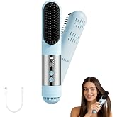 SL Euthtion Cordless Hair Straightener Brush-Portable Mini Straightening Comb Rechargeable Battery Powered for Travel - Cool curl Airflow Styler- 30s Fast Heating -LCD Display