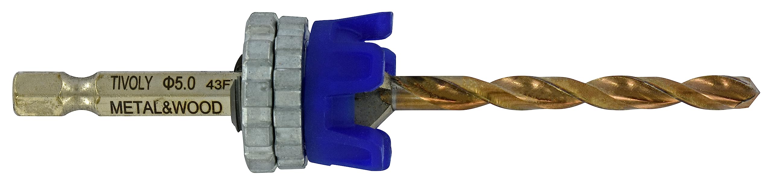 Tivoly 11900720500 Special Terrace Drill Bit Kit Diameter 5 mm + HSS 90° Walnut Burr + Adjustable Depth Stop, Grey Blue