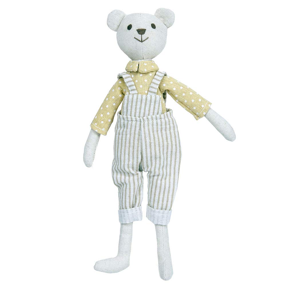 Wilberry - Linen - Bear in Dungarees Soft Toy - WB004222