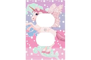 SPTVAN Cute Unicorn Duplex Outlet Cover Decorative 1 Gang Receptable Switch Wall Plate Electrical Faceplate for Girls Kids Bedroom Nursery House Living Room Decor