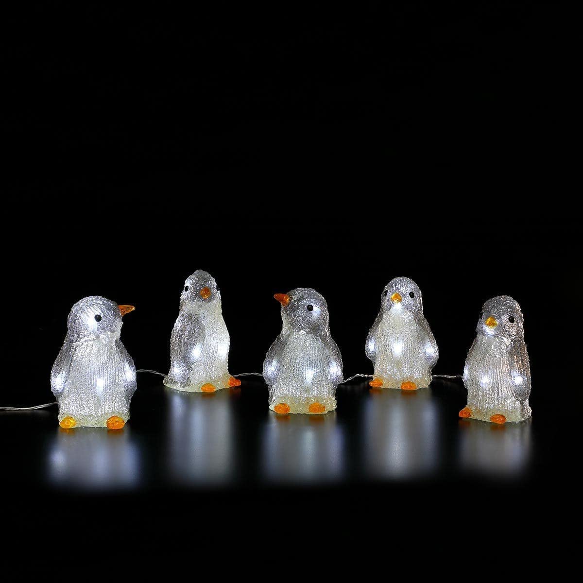 Noma Acrylic LED Penguins Light String Christmas Lights : Huddle of 5 : Plug in : 13cm : 40 LED : 6920326