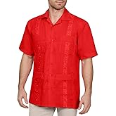 NE PEOPLE Men's Short Sleeve Cuban Guayabera Button Down Shirts Top S-4XL