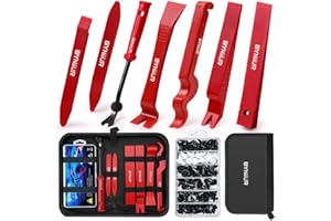 BYNIIUR Auto Trim Removal Tool Kit, Clip Fastener Remover Pry Tools Set, Car Panel Door Audio Trim Tool Kit, Bumper Retainer Clips with Storage Bag for Car Door Panel Dashboard, Red