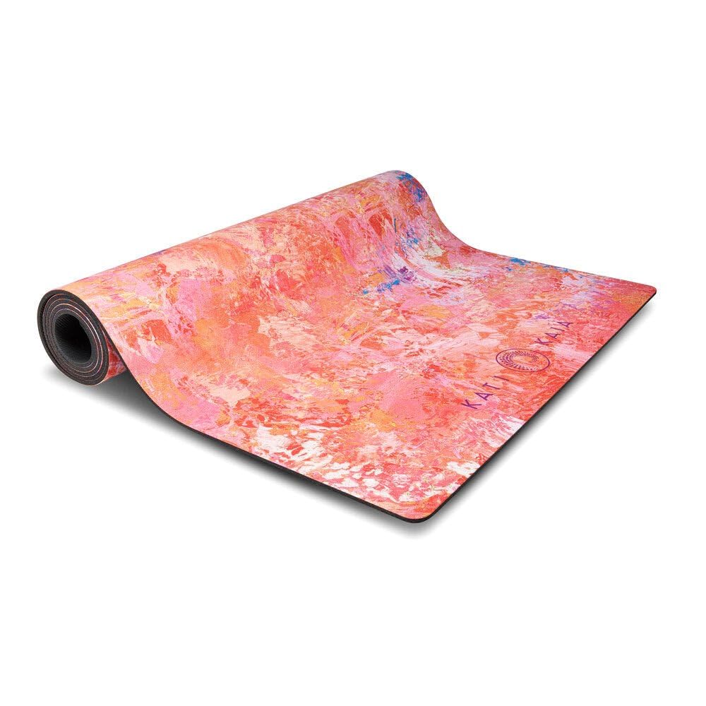 Kati Kaia Original Gallery Yoga Mat, Coral Erytheia Abstract Artwork, Colour Therapy, Vegan Recycled Materials, Natural Tree Rubber Base, Thick Cushioning, 4.5 mm