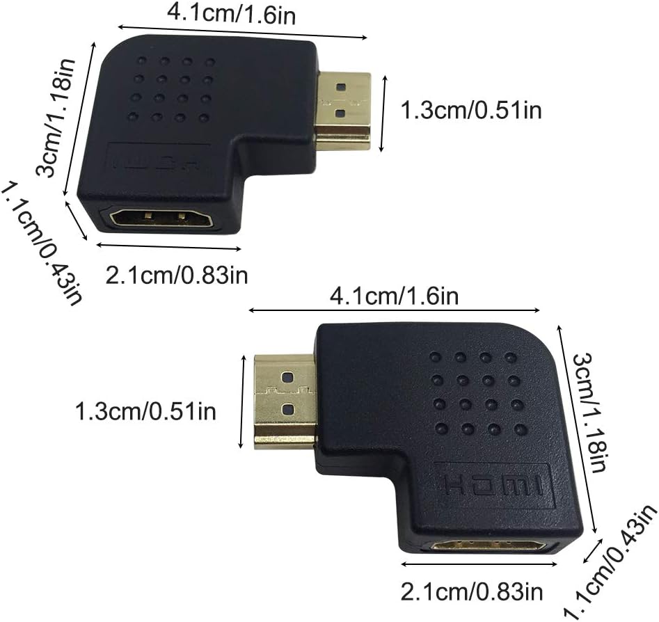AFUNTA 6 Pcs HDMI Angled Adapter, 4 pcs Flat Left & Right 90 Degree Angle and 2 pcs 270 & 90 Degree Male to Female HDMI Adapter, Gold-Plated 3D Supported TV Connector: Home Audio & Theater
