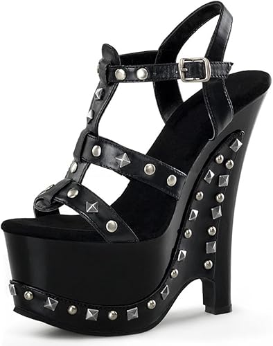 black studded wedges